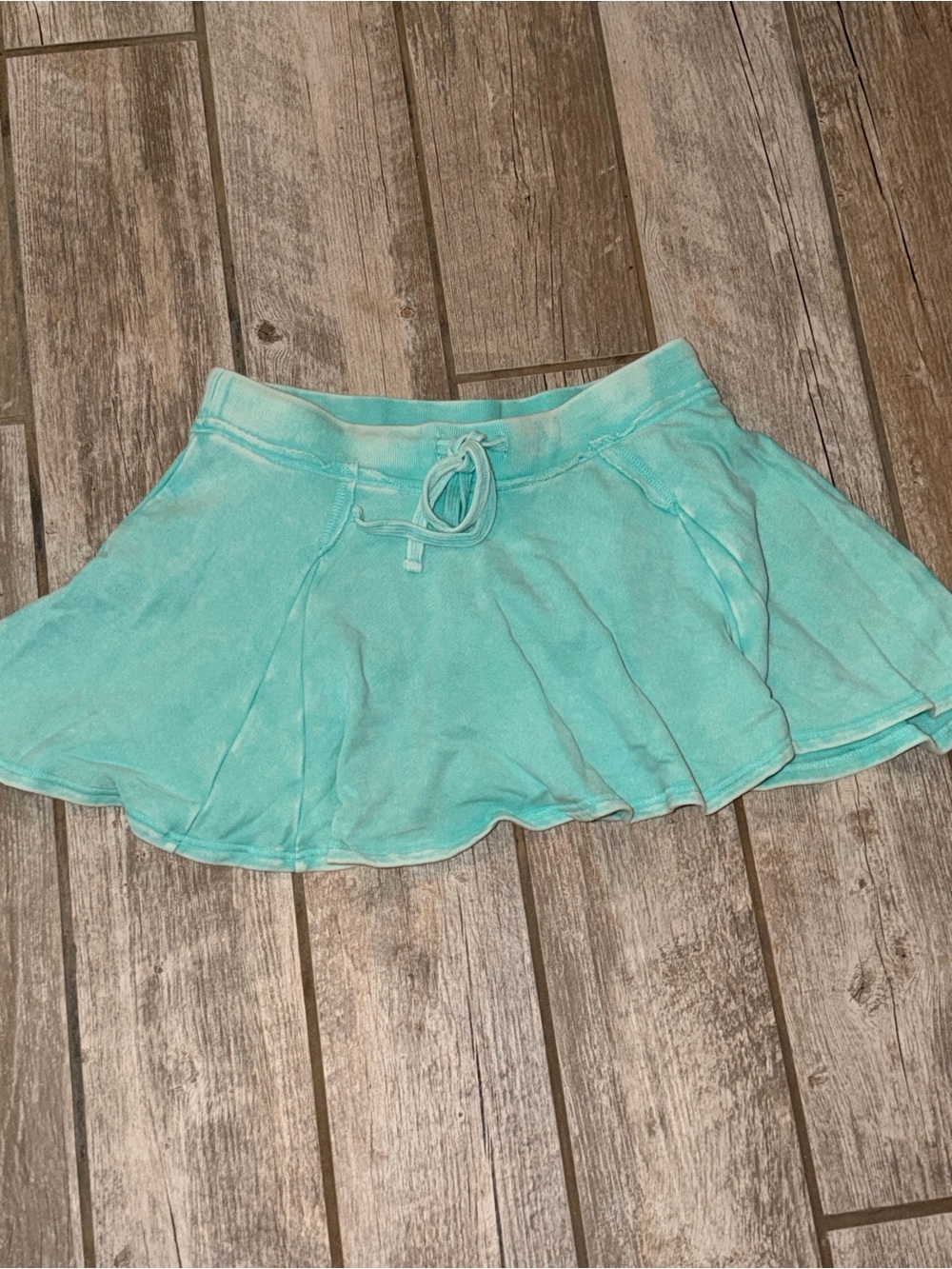 Double Zero Mint Tie-Waist Circle Mini Skirt with built in shorts.